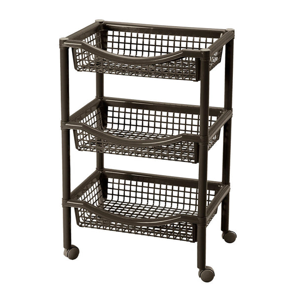 Canasta Móvil Rectangular de 3 Niveles Wengue