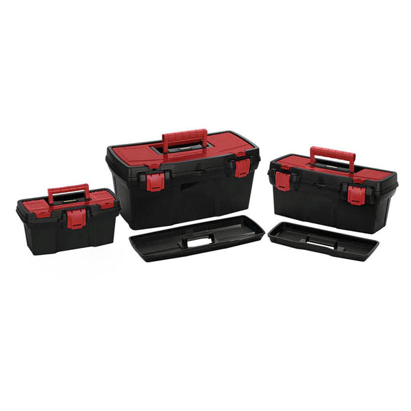 Caja Herramientas Combo 19" + 16" + 11" Apilable Cerradura Plástica Negro