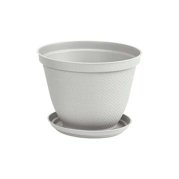 Matera Redonda Rafia 25 Cm con Plato Gris Hielo