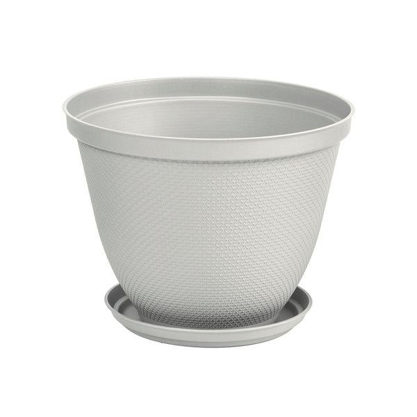 Matera Redonda Rafia 30 Cm con Plato Gris Hielo