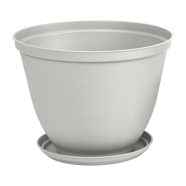 Matera Redonda Rafia 35 Cm con Plato Gris Hielo