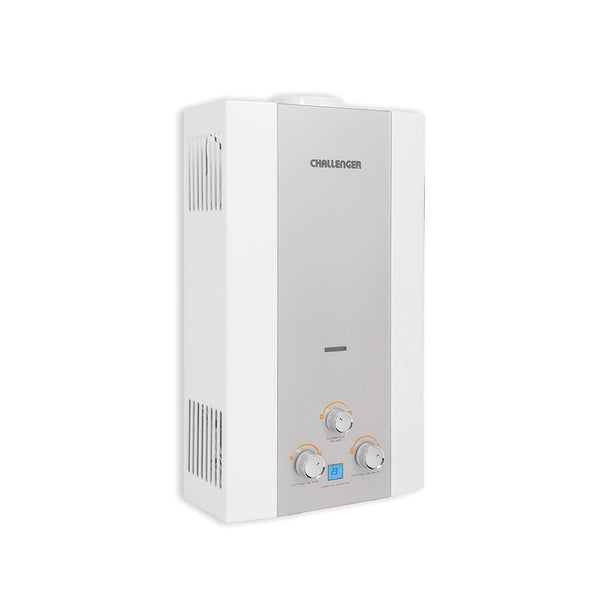 Calentador De Paso Gas Propano 12 Lt Tiro Natural Challenger, Color Blanco