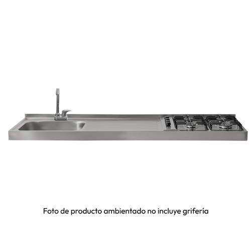 Mesón En Acero Inoxidable Challenger, Lavaplatos Izquierda de 150 cm