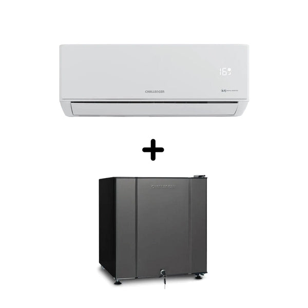 Combo Aire Acondicionado Challenger Inverter 12000 Btu 220V + Minibar CR 051, Color Blanco y Gris
