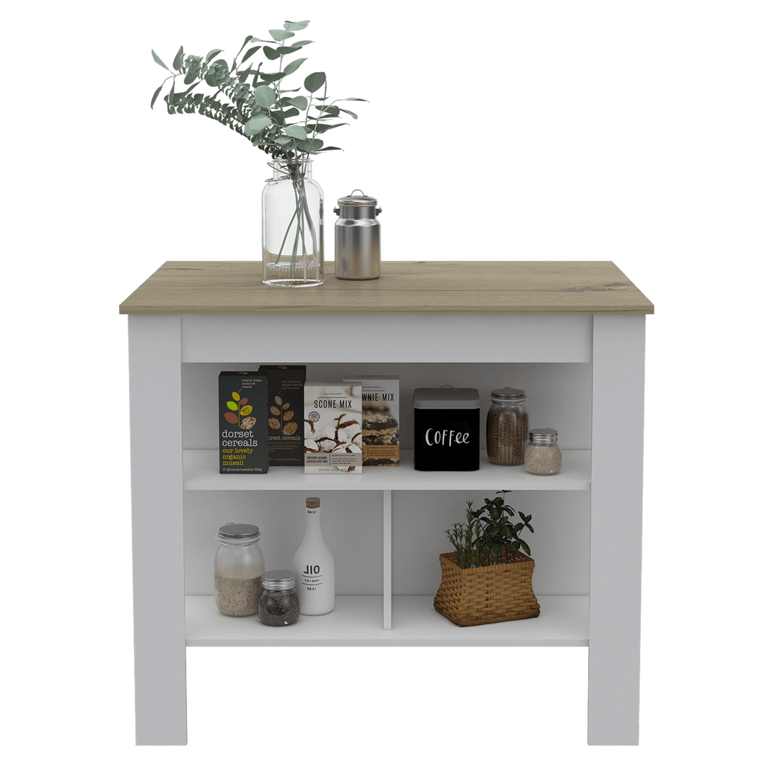 Mueble Auxiliar de Cocina Draco color Blanco y Miel para Cocina.