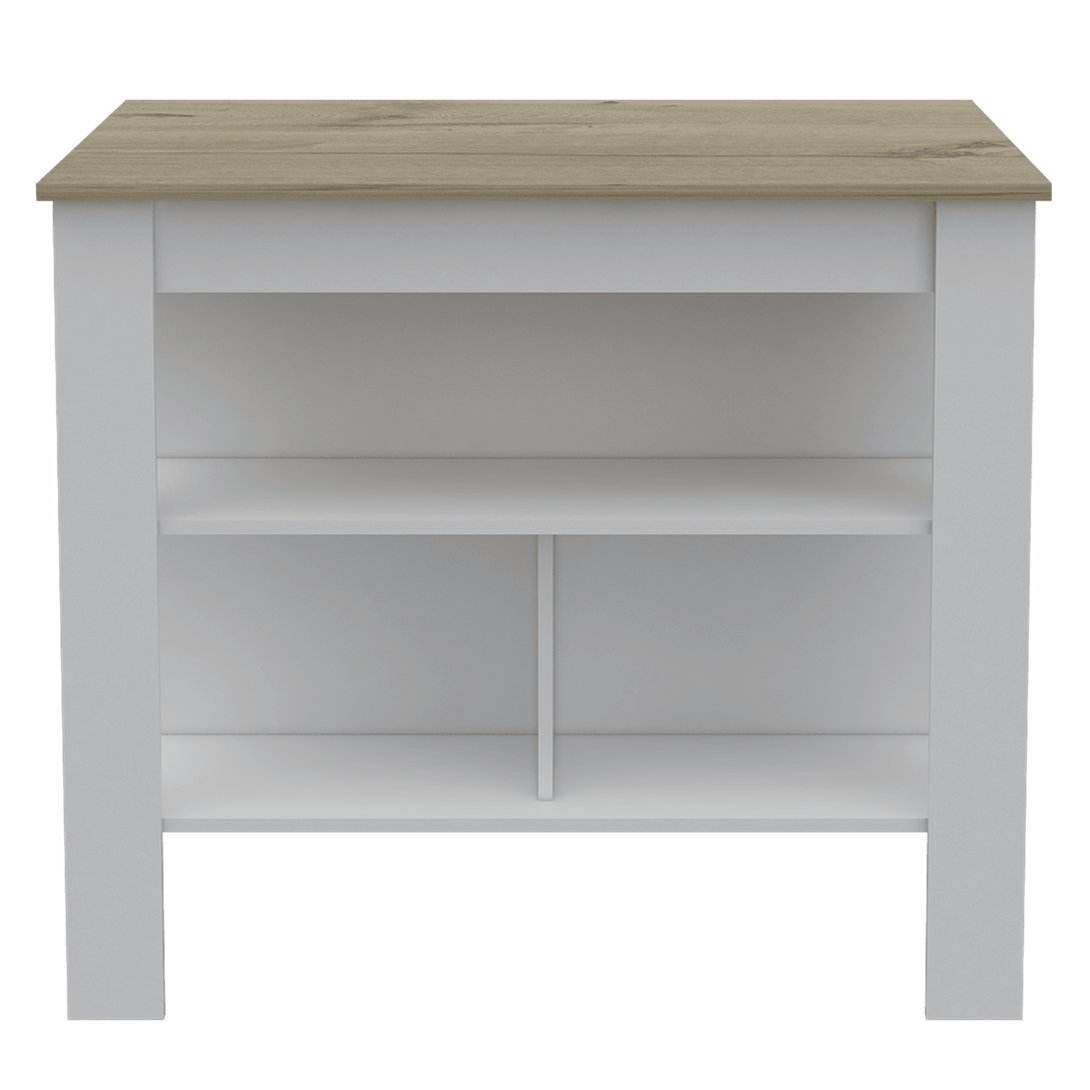 Mueble Auxiliar de Cocina Draco color Blanco y Miel para Cocina.