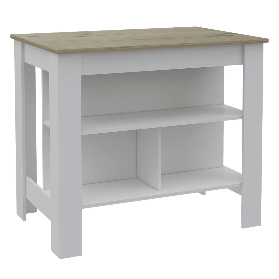 Mueble Auxiliar de Cocina Draco color Blanco y Miel para Cocina.