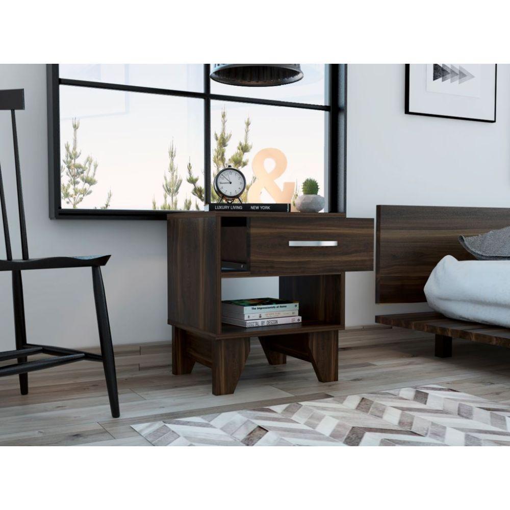 Mesa de Noche Atriz color Caoba para Habitación.