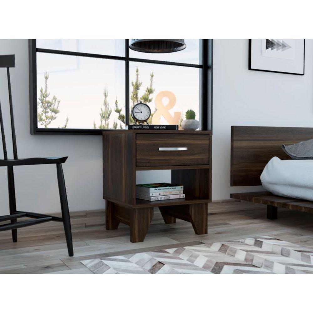 Mesa de Noche Atriz color Caoba para Habitación.
