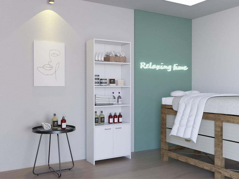 Mueble Multiusos Milán, Blanco Duqueza, con Dos Puertas Abatibles y Cuatro Entrepaños - VIRTUAL MUEBLES