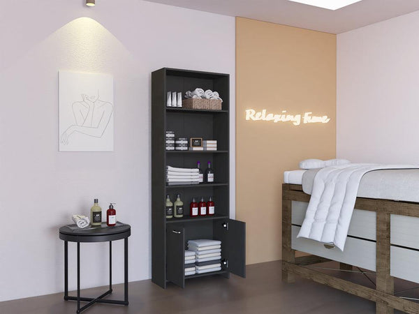 Mueble Multiusos Milán, Wengue, con Dos Puertas Abatibles y Cuatro Entrepaños - VIRTUAL MUEBLES