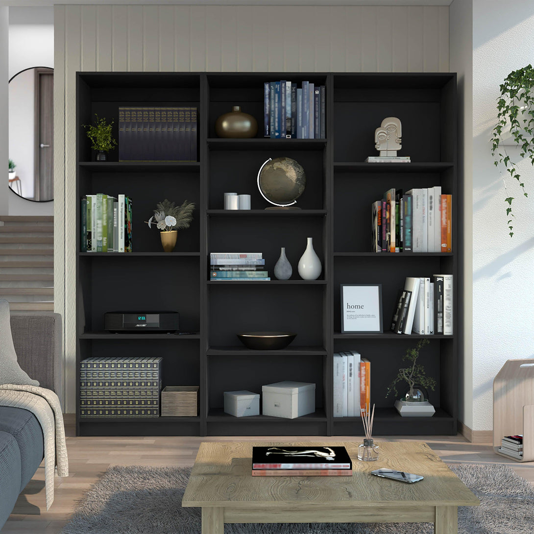 Combo de Bibliotecas Home, Wengue Incluye Tres Bibliotecas sin puertas - VIRTUAL MUEBLES