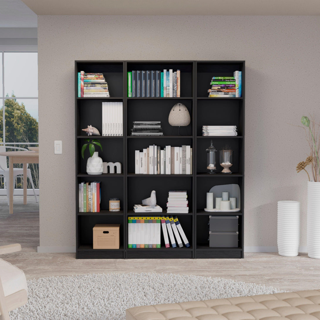 Combo de Bibliotecas Home, Wengue Incluye Tres Bibliotecas - VIRTUAL MUEBLES