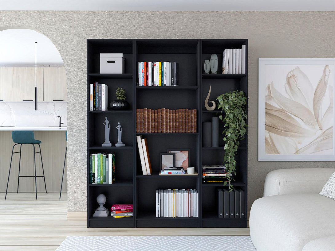 Combo de Bibliotecas Home, Wengué Incluye Tres Bibliotecas - VIRTUAL MUEBLES