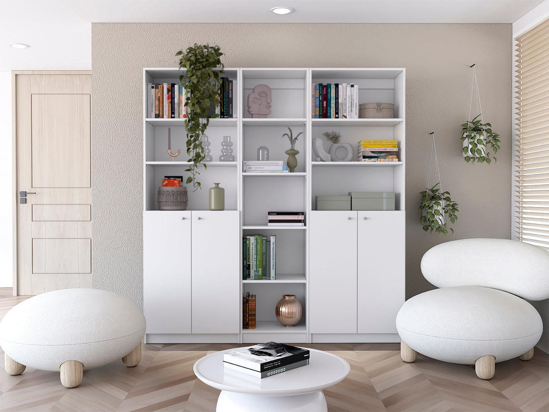 Combo de Bibliotecas Home, Blanco, Incluye Tres Bibliotecas - VIRTUAL MUEBLES