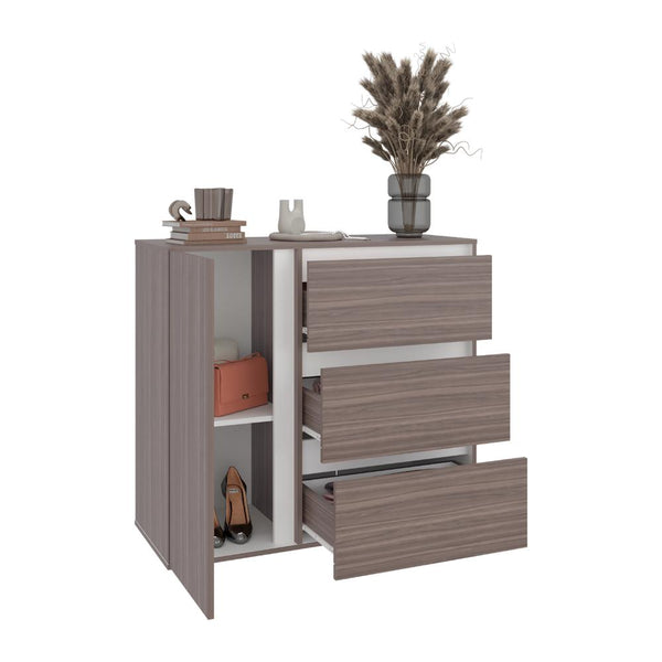 Organizador Niza, Avellana y Blanco, con tres cajones y gran capacidad de almacenamiento