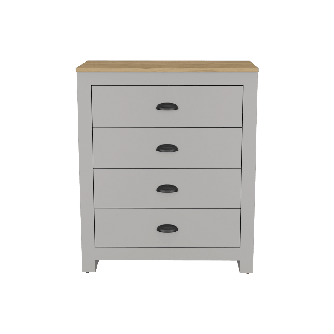 Organizador Avú, Gris y Macadamia, con Cuatro Cajones de Amplio Espacio de Almacenamiento - VIRTUAL MUEBLES