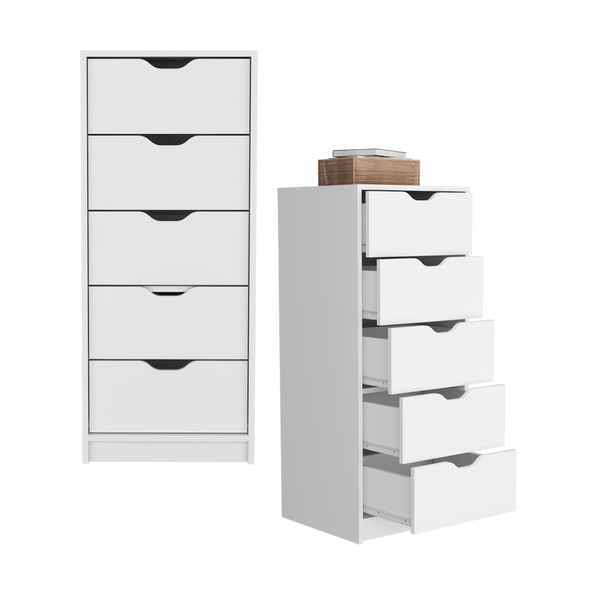 Organizador Brasilia, Blanco, con cinco cajones multiusos deslizables X2