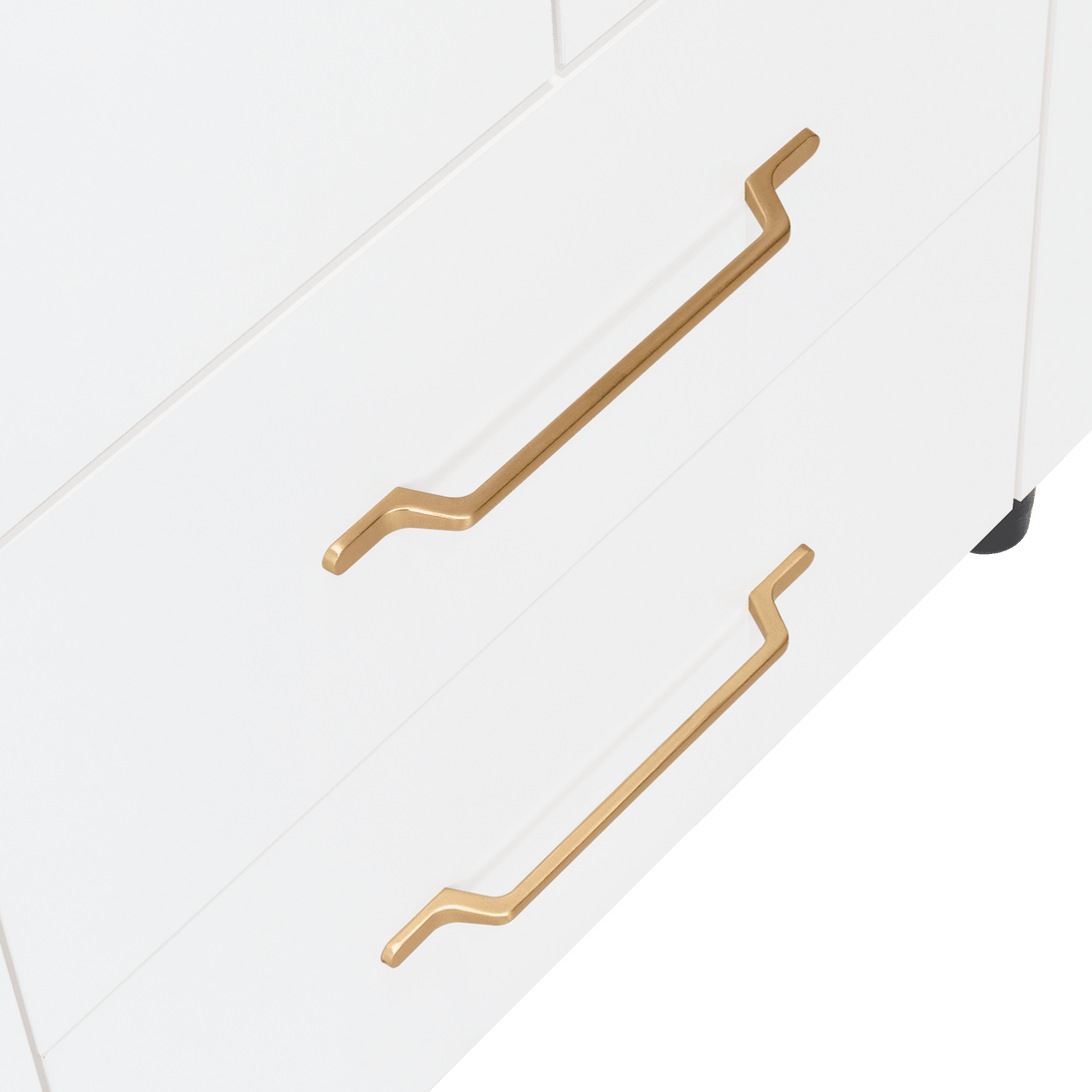 Closet Golden, Blanco y Dorado, Variedad de Entrepaños, Seis Puertas Abatibles y Canto Cuero. - VIRTUAL MUEBLES