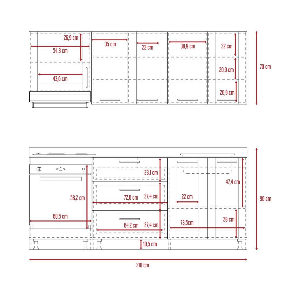 Cocina Integral Elica color Beige.