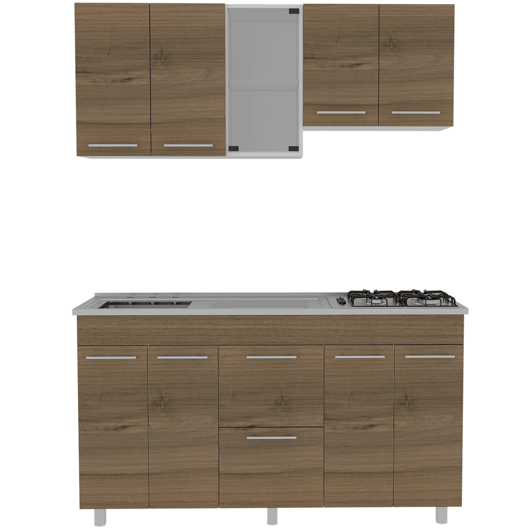 Cocina Integral Prada color Moca y Blanco.