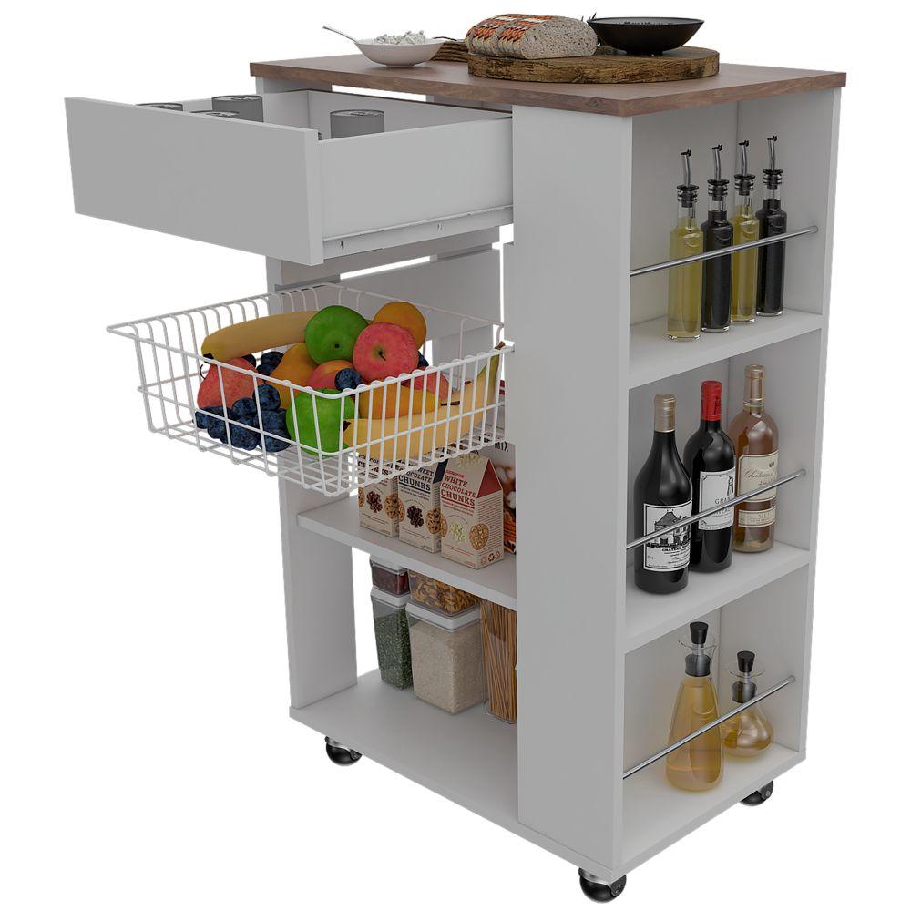 Mueble Organizador de Cocina Carrizal color Blanco y Café claro para Cocina.