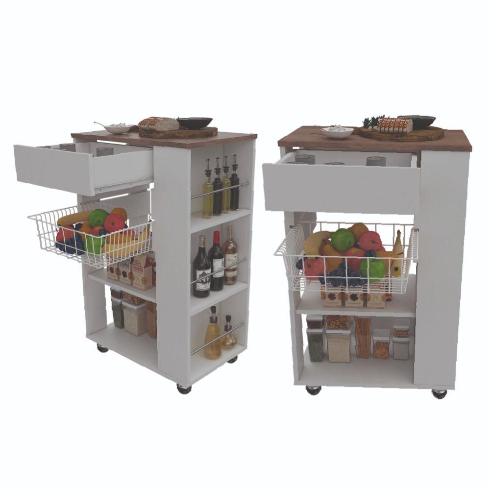 Mueble Organizador de Cocina Carrizal color Blanco y Café claro para Cocina.