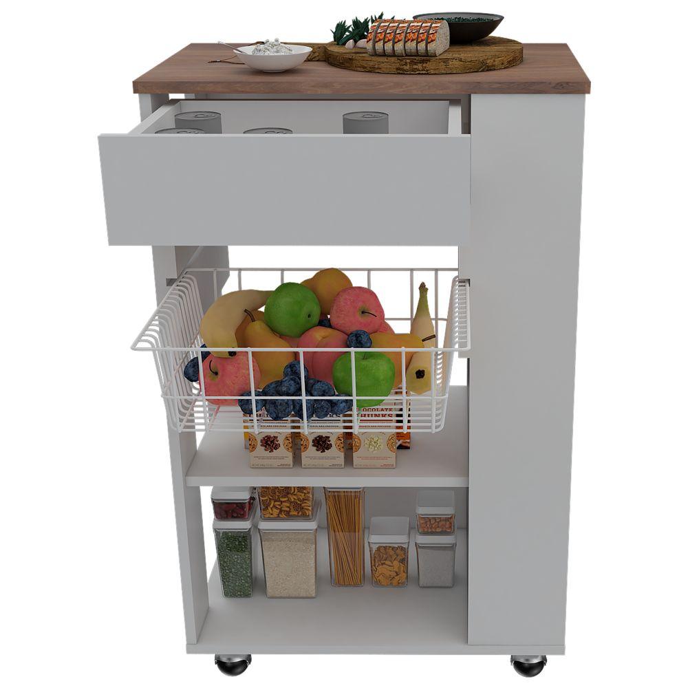 Mueble Organizador de Cocina Carrizal color Blanco y Café claro para Cocina.