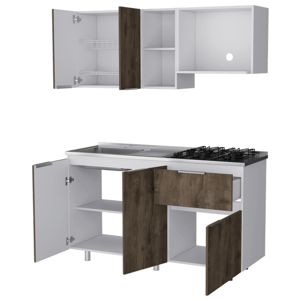 Cocina Integral Belotti color Nogal y Blanco para Cocina.