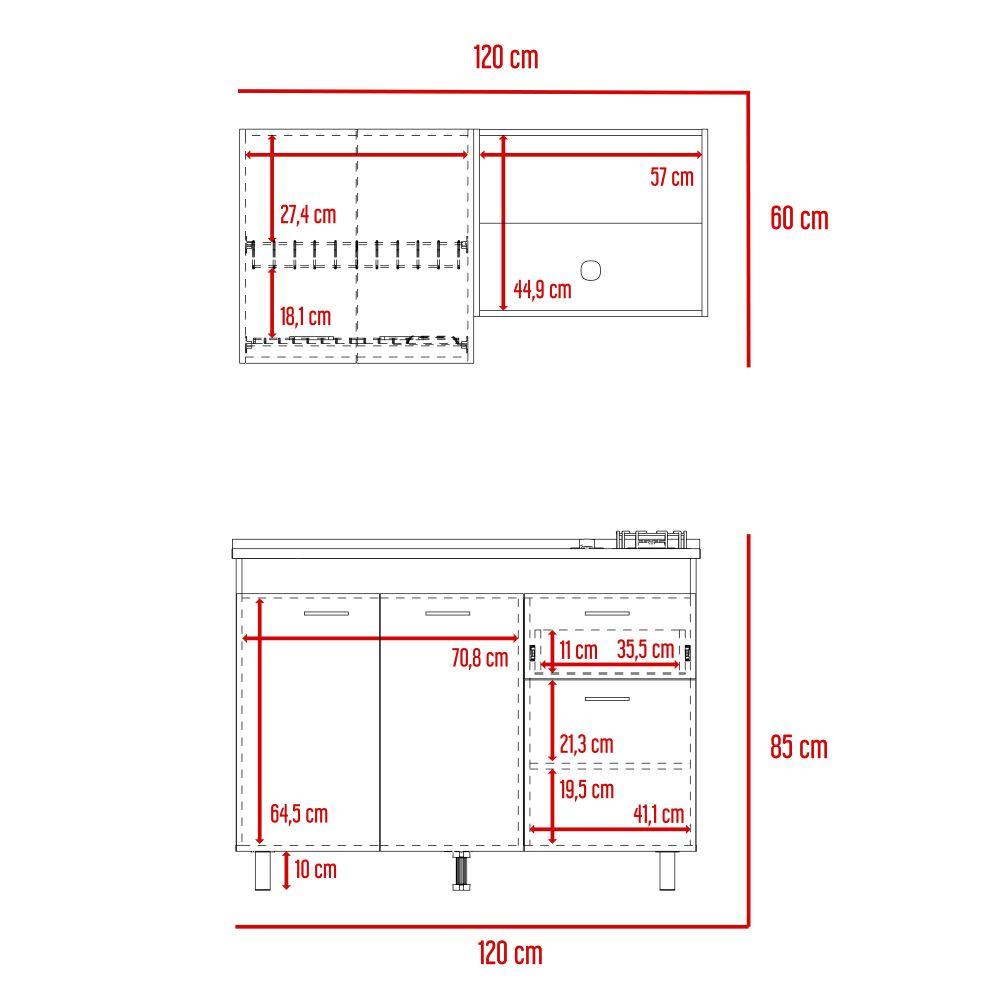 Cocina Integral Roxana Color Duqueza y Canela Para Cocina.