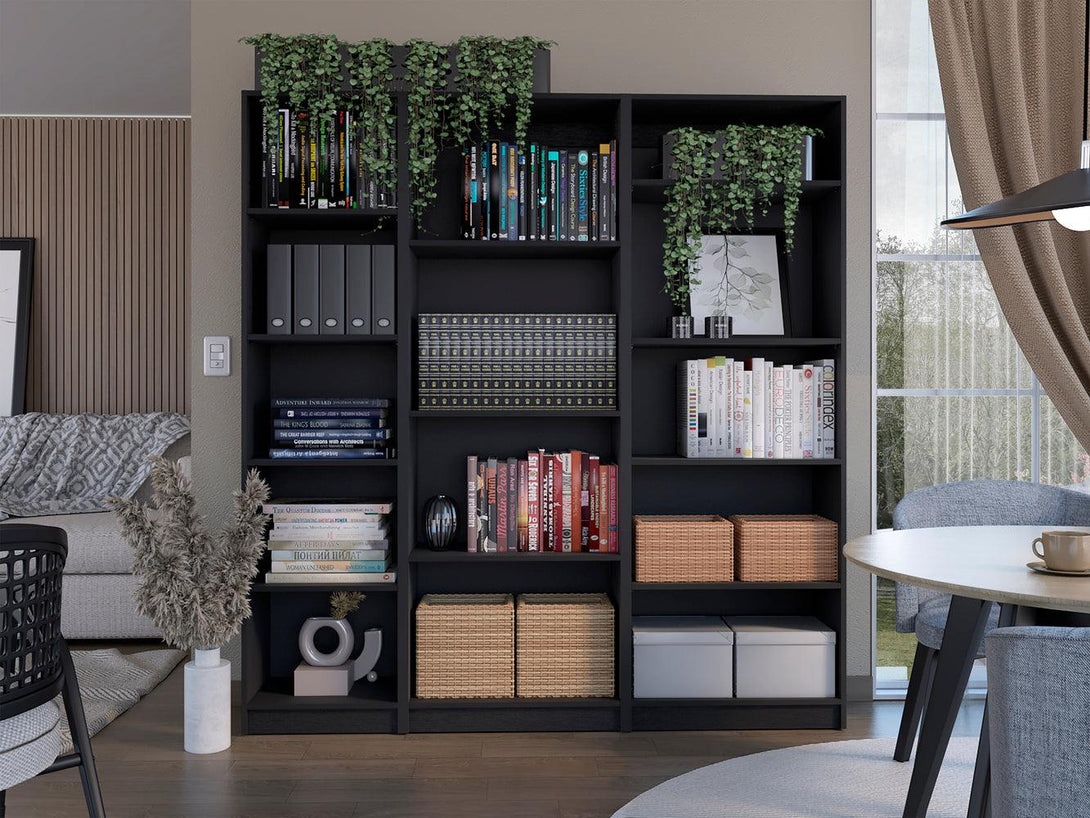 Combo de Bibliotecas Home Eco, Wengue, Incluye Tres Bibliotecas Sin Puertas. - VIRTUAL MUEBLES