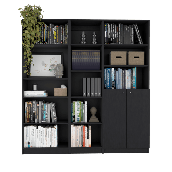 Combo de Bibliotecas Home Eco, Wengue, Incluye Tres Bibliotecas. - VIRTUAL MUEBLES