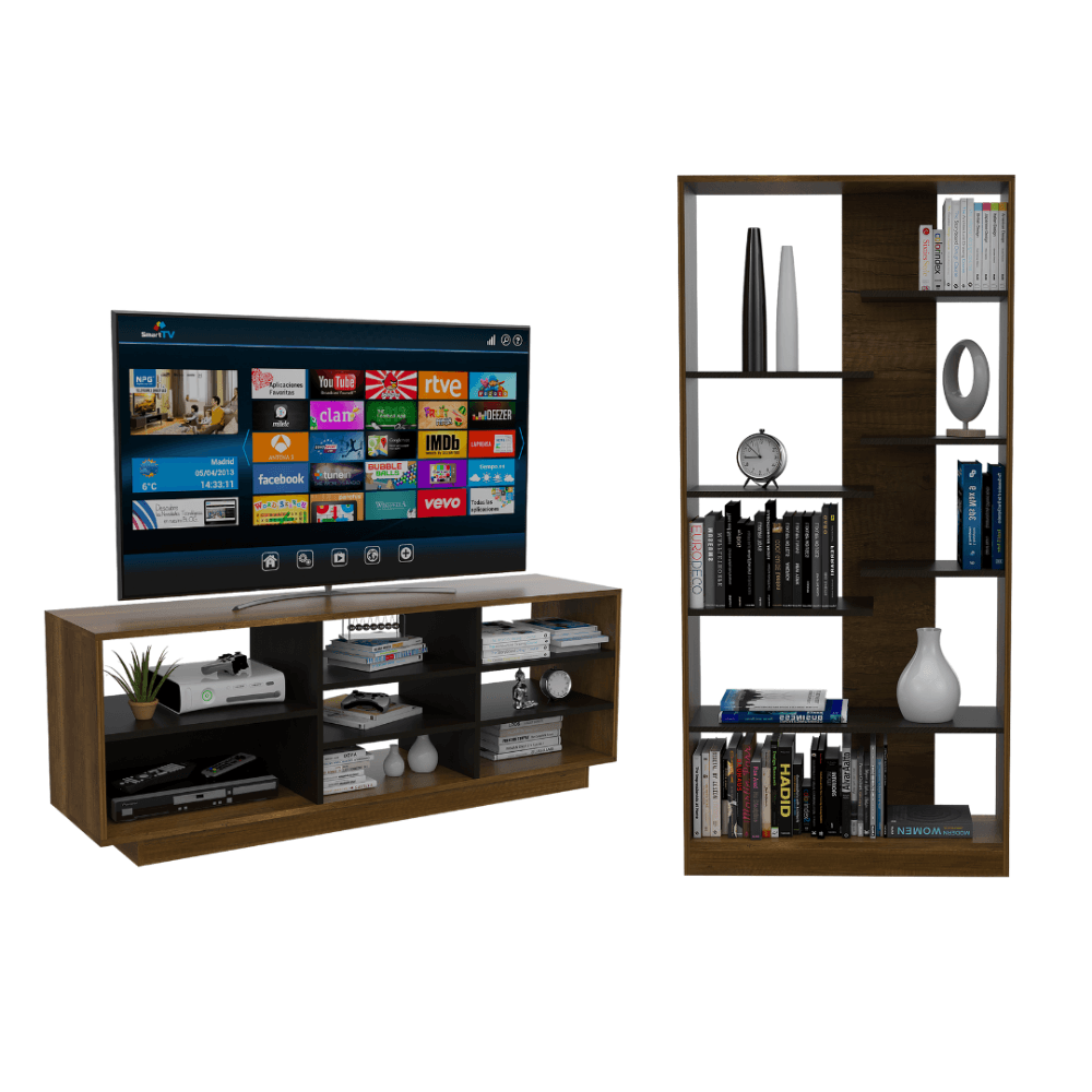 Combo Para Sala Balzar, Incluye Mesa Para Tv Y Biblioteca.