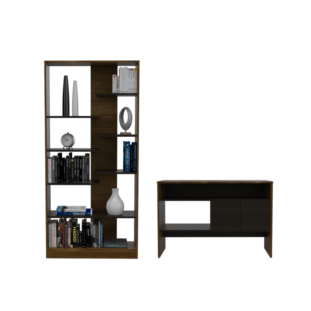 Combo Para Sala Maeve, Incluye Biblioteca Y Mesa Auxiliar.