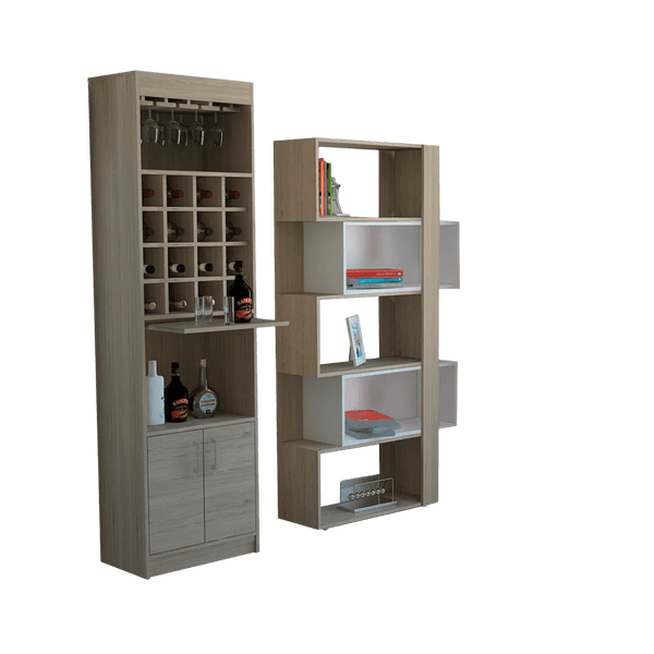 Combo Para Sala Campbell, Incluye Bar Y Biblioteca Cubo.