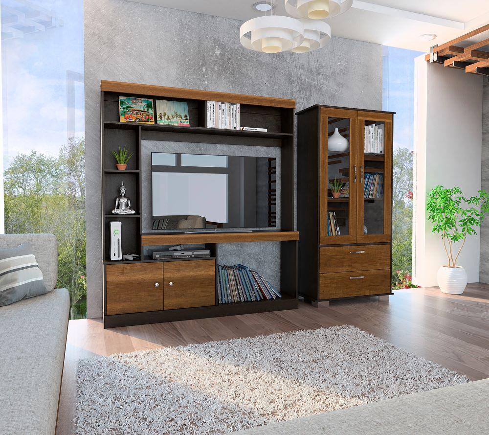 Combo Para Sala Kaia, Incluye Mesa Para Tv Y Vitrina.