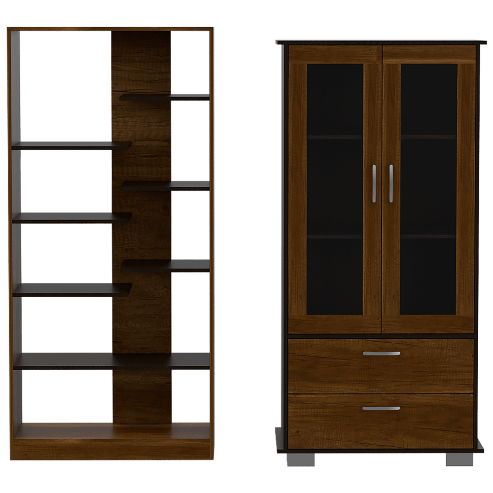 Combo Para Sala Kali, Incluye Biblioteca Y Vitrina.