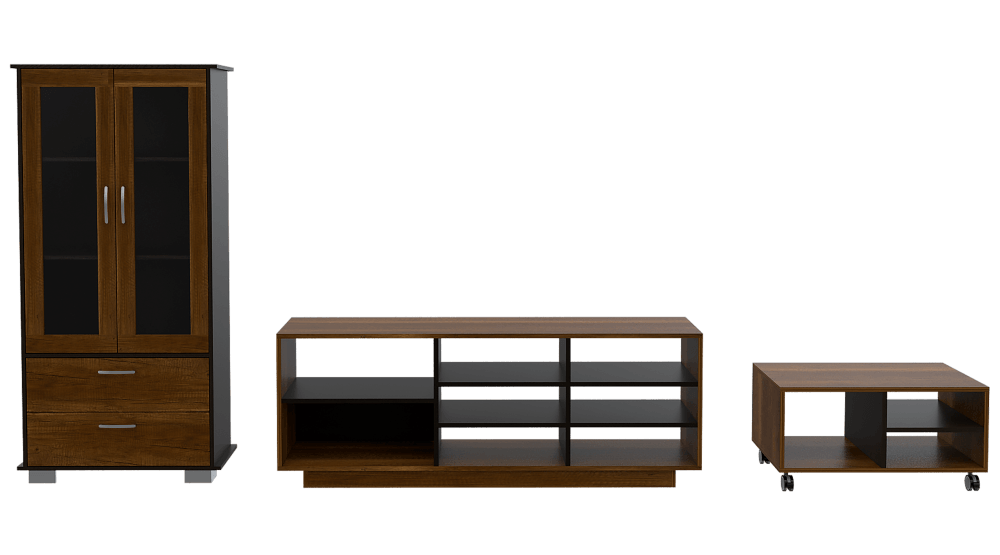 Combo Para Sala Dorotea, Incluye Mesa Para Tv Vitrina Y Mesa De Centro.