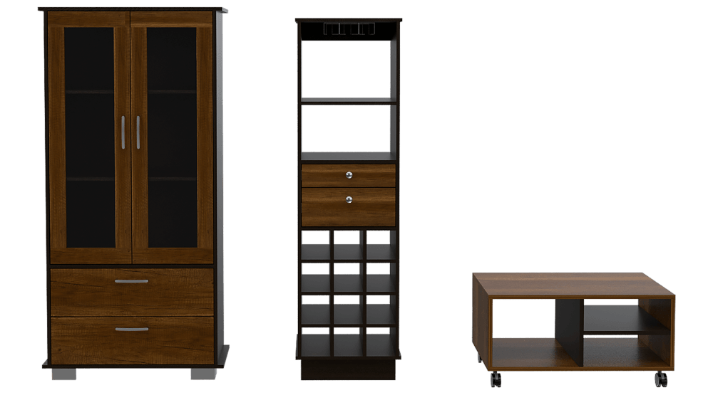 Combo Para Sala Calipso, Incluye Vitrina Bar Y Mesa De Centro.