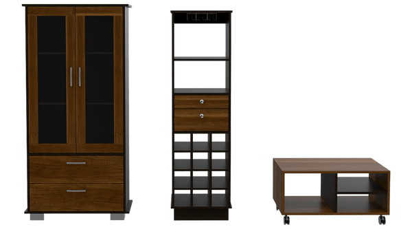 Combo Para Sala Calipso, Incluye Vitrina Bar Y Mesa De Centro.