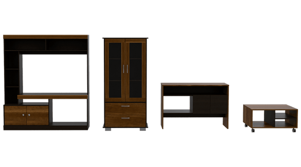 Combo Para Sala Leto, Incluye Mesa Para Tv Vitrina Mesa Auxiliar Y Mesa De Centro.