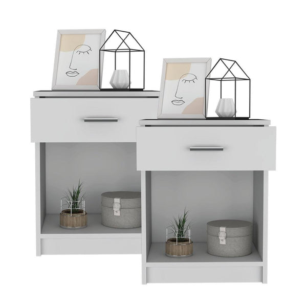 Mesa de Noche Cruella color Blanco Perla para Habitación.