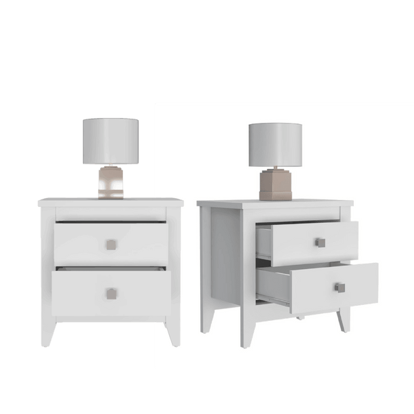 Mesa de Noche Dalot color Blanco para Habitación.