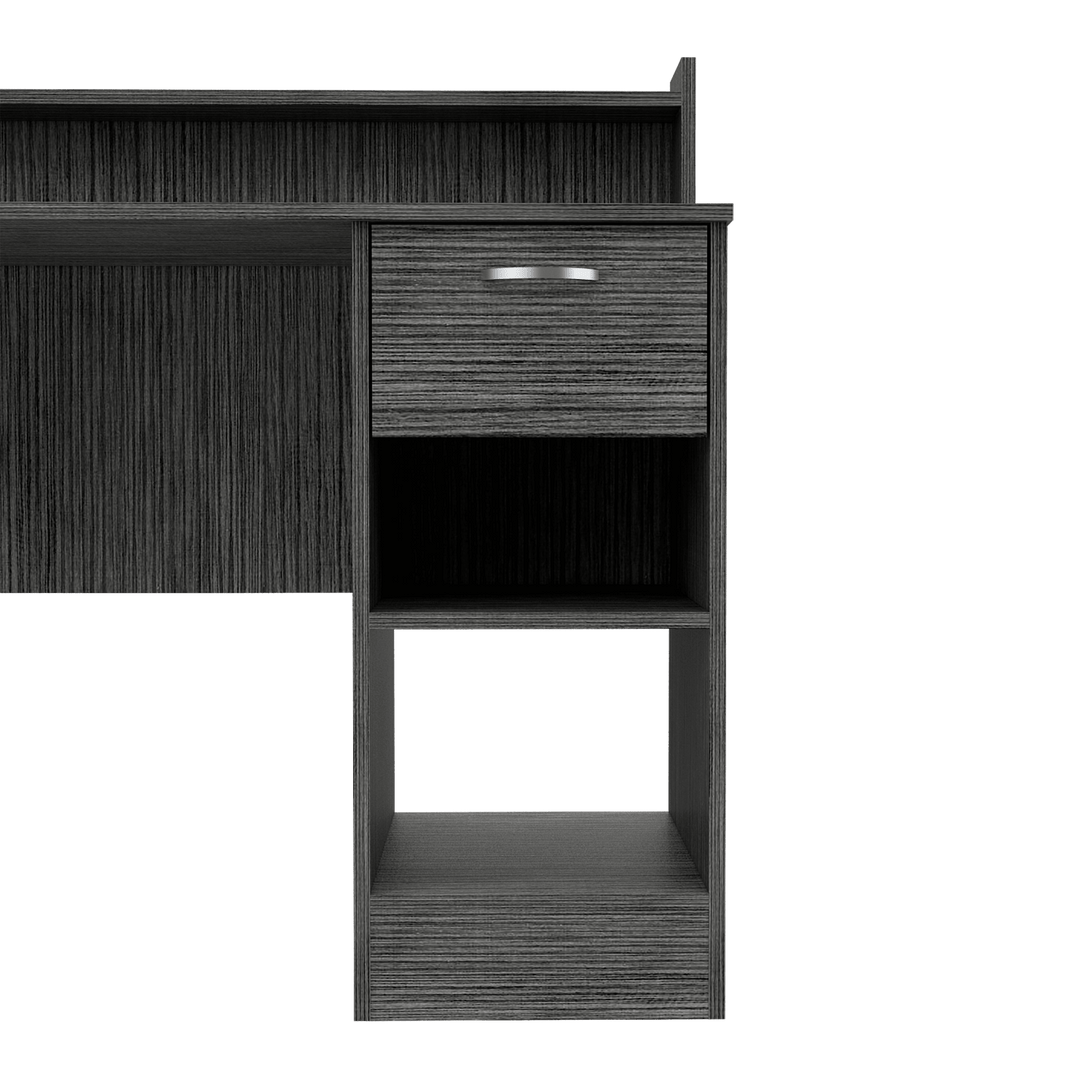 Escritorio Tulk, Gris, con Un Cajón Archivado y Dos Entrepaños ZF - VIRTUAL MUEBLES