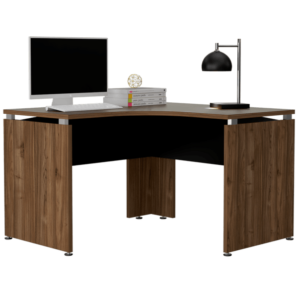 Escritorio en L Monat color Castaño y Negro para Oficina.