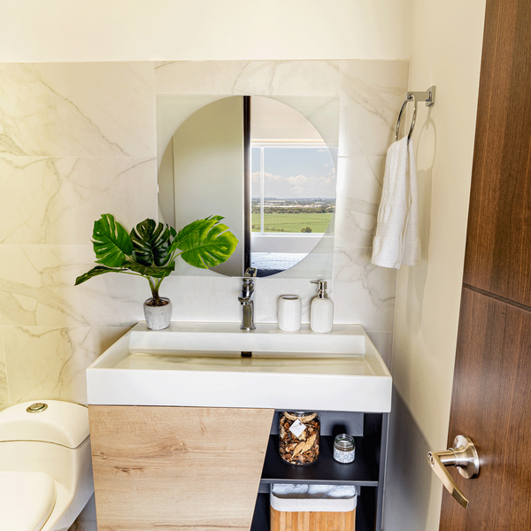 Espejo Cuadrado Salerno, Gris, con Luz Led