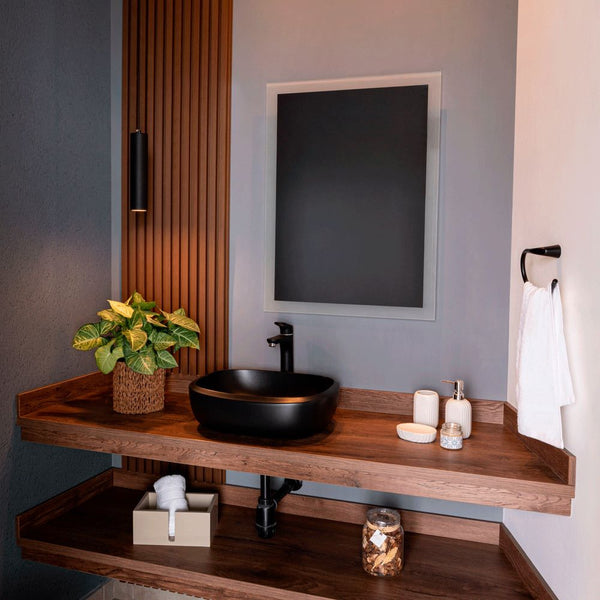 Espejo Rectangular Catania, Gris, con Diseño en Sandblasting