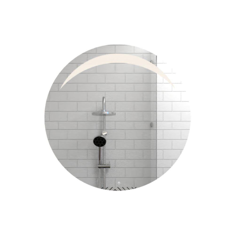 Espejo Bombay led+touch, En Forma redonda con diseño en Sandblasting en la parte superior - VIRTUAL MUEBLES