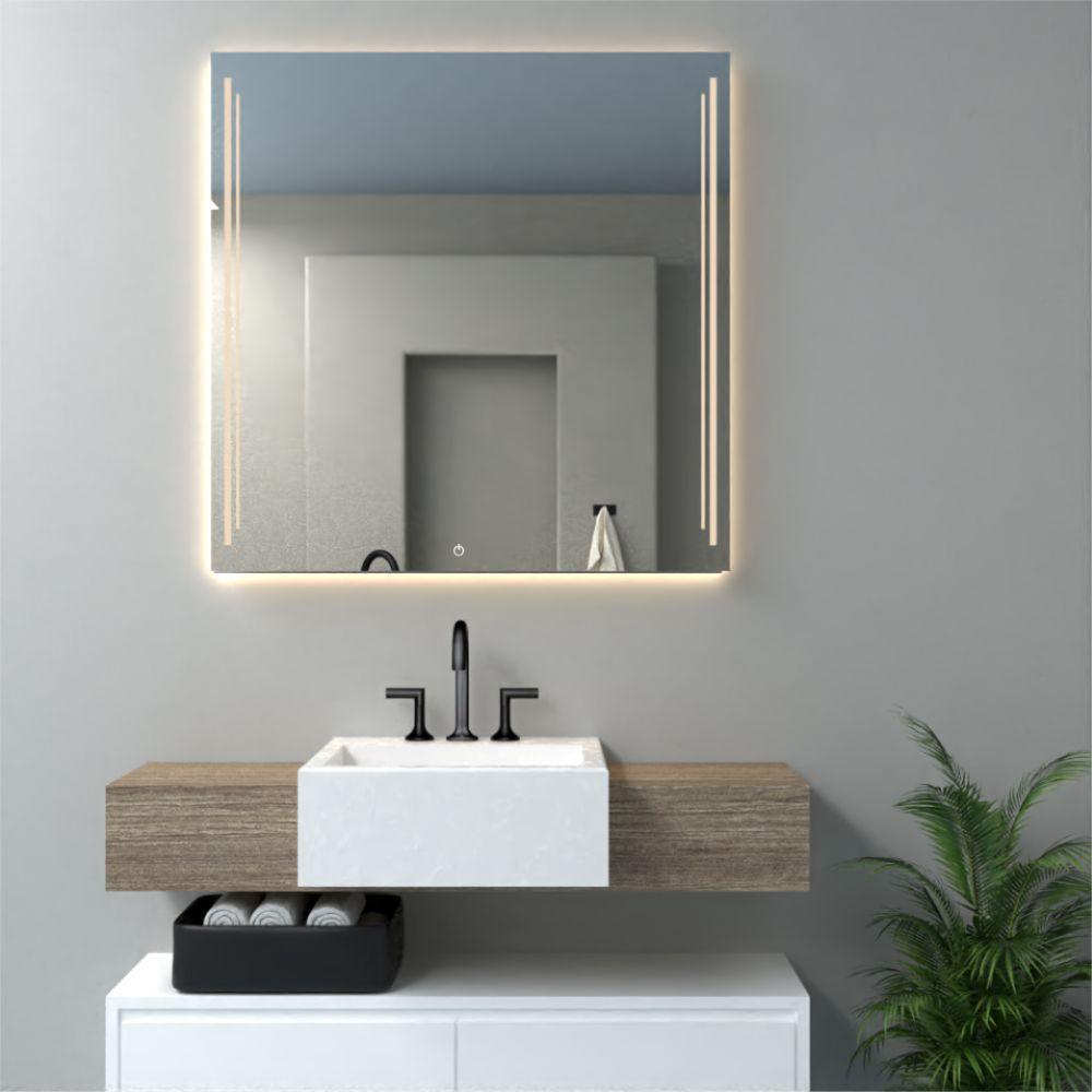 Espejo Toronto led+touch, Rectangular con diseño en Sandblasting - VIRTUAL MUEBLES