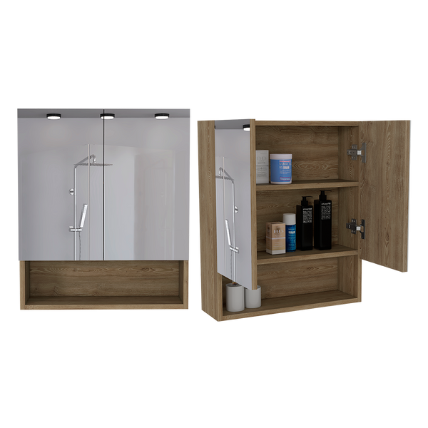 Gabinete de Baño Wanda, Miel, con dos puertas y tres entrepaños X2